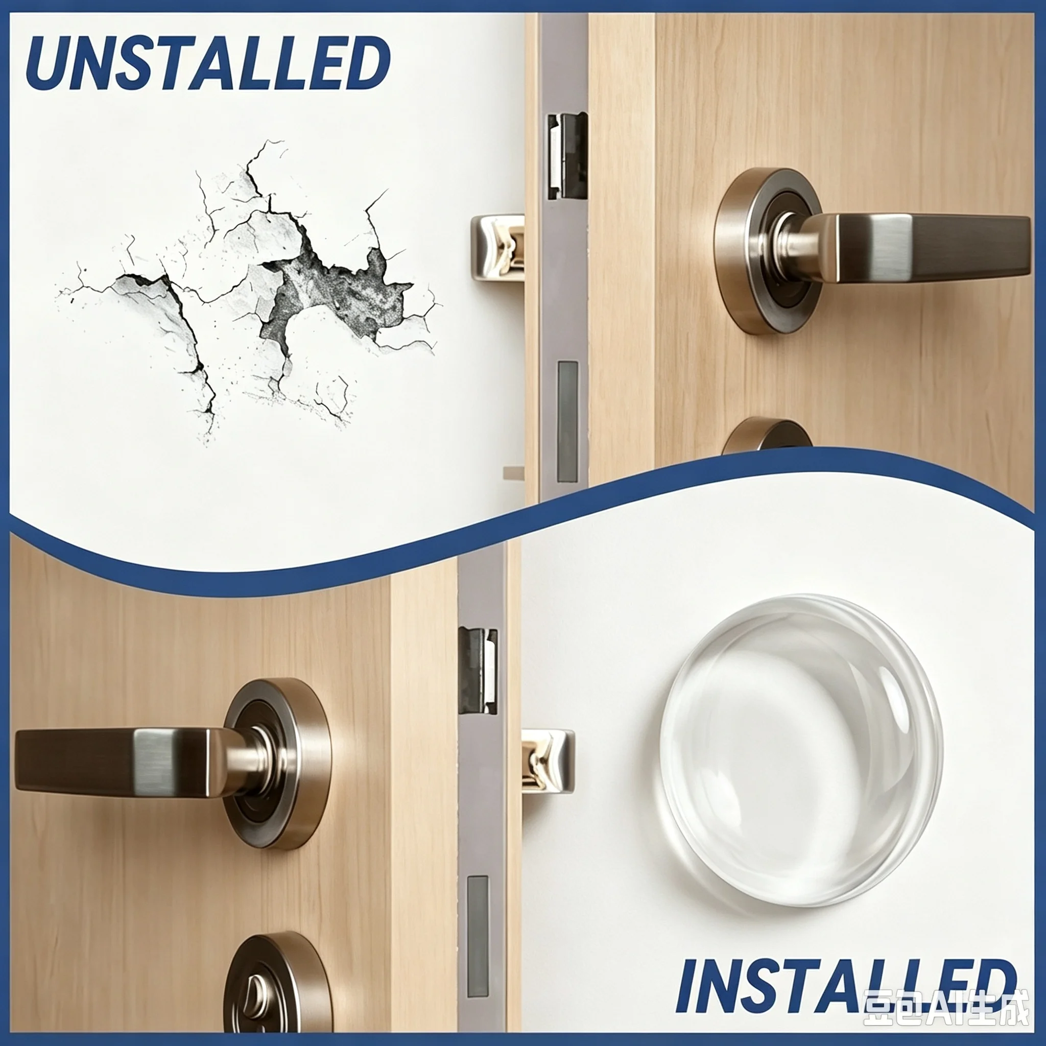 2/4/6pcs Invisible Clear Door Stoppers, Self‑Adhesive Door Handle Wall Protector, Shock‑Absorbent Silent Door Bumper, Transparen