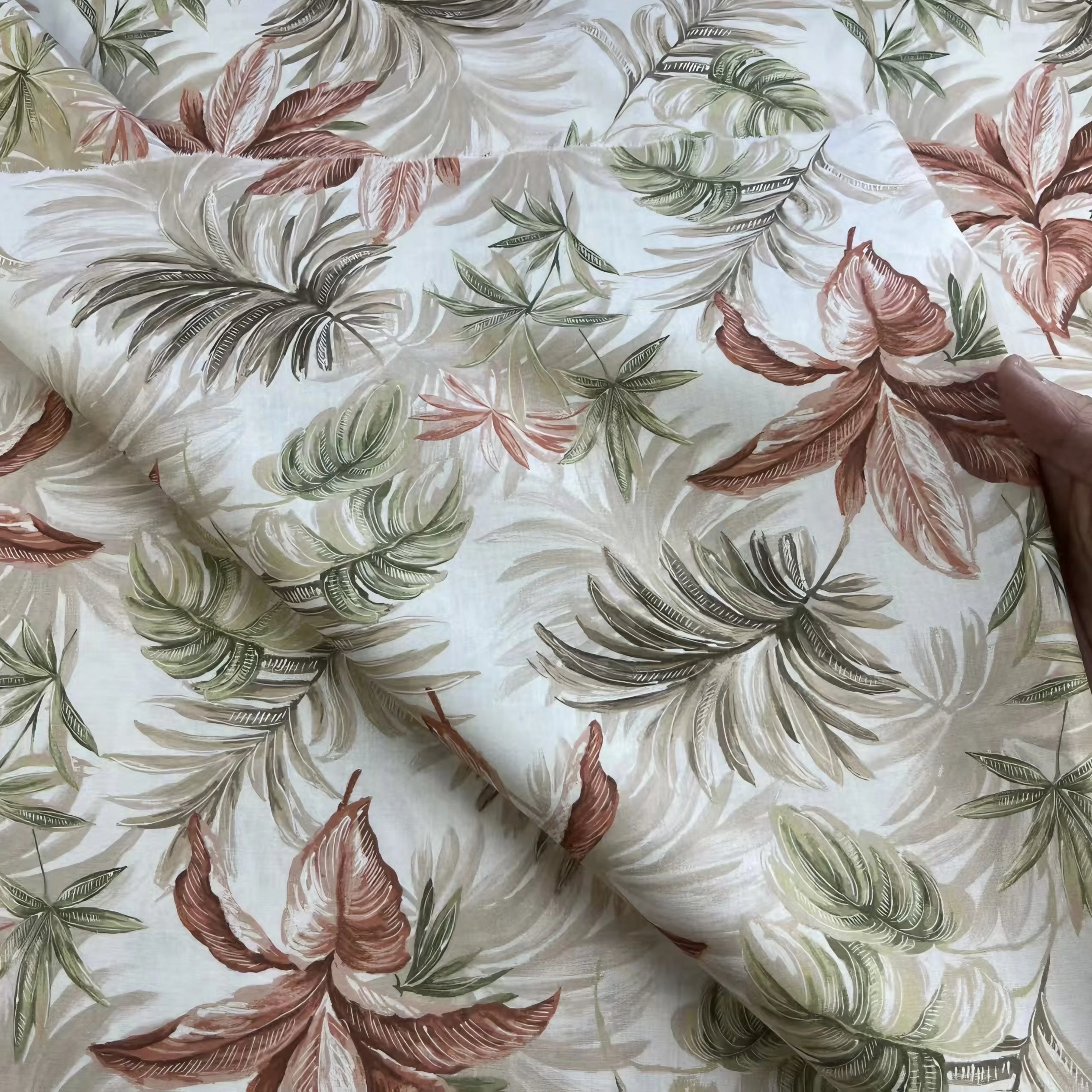Bedruckter Stoff aus 100 % Baumwollpopeline im tropischen Stil mit Pflanzenmotiv, mehrere Farben erhältlich, ideal für DIY-Kleidung und Heimdekor-Design