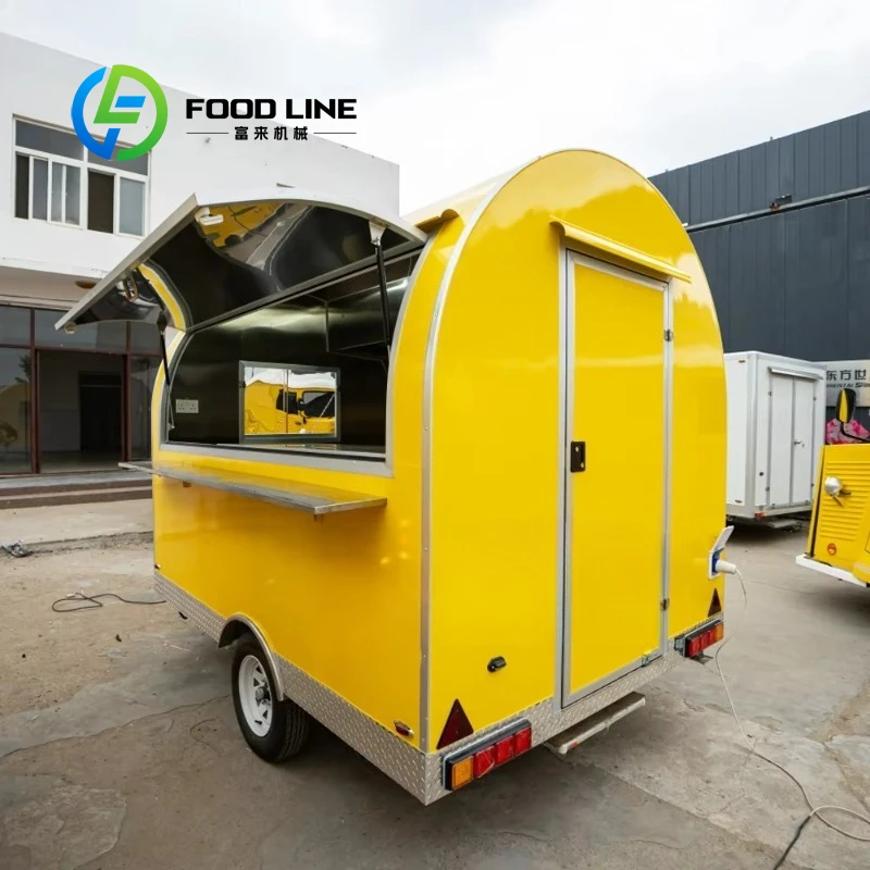 Commercial Mobile Mini Food Trailer Aluminum Fiberglass Coffee Pizza Chips Vending Catering Cart Customized
