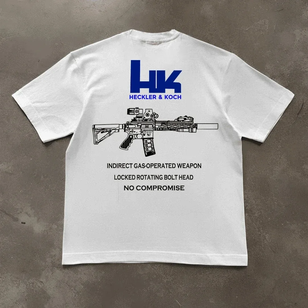 Grafik in Heckler & Koch HK416 T-Shirt mit Aufdruck, Baumwolle, schweißableitend, atmungsaktiv, hochwertiges, lässiges T-Shirt für einfache Bewegung