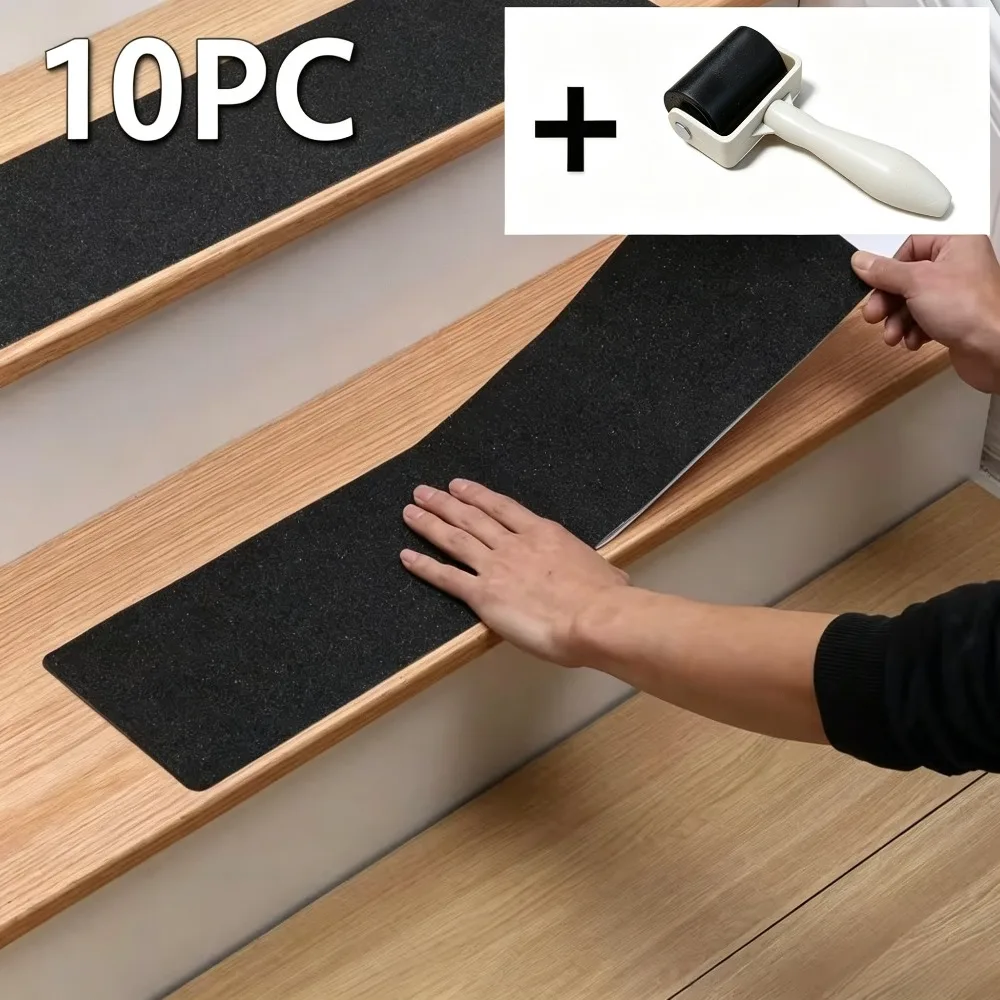 10pcs Pvc Frosted Anti Slip Stair Treads Self Adhesive Skid Step Pads Durable Protective Mats For Wooden Concrete Porch Walkway