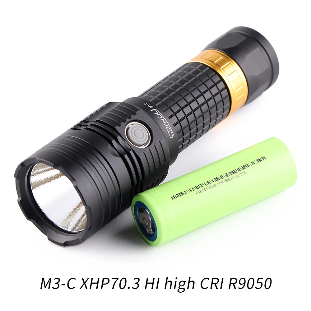 Convoy M3-C XHP70.3 HI R9050 high CRI, 26650 26800 rechargeable flashlight, torch ,with 26800 extension tube ,with 26800 battery