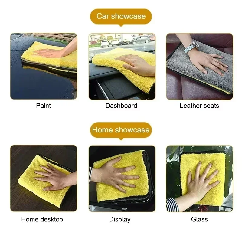 Microfiber Car Washing Towel High Water Absorption Cleaning Towel Multi Sizes Double-Sided Soft Car Wash Drying Cloth