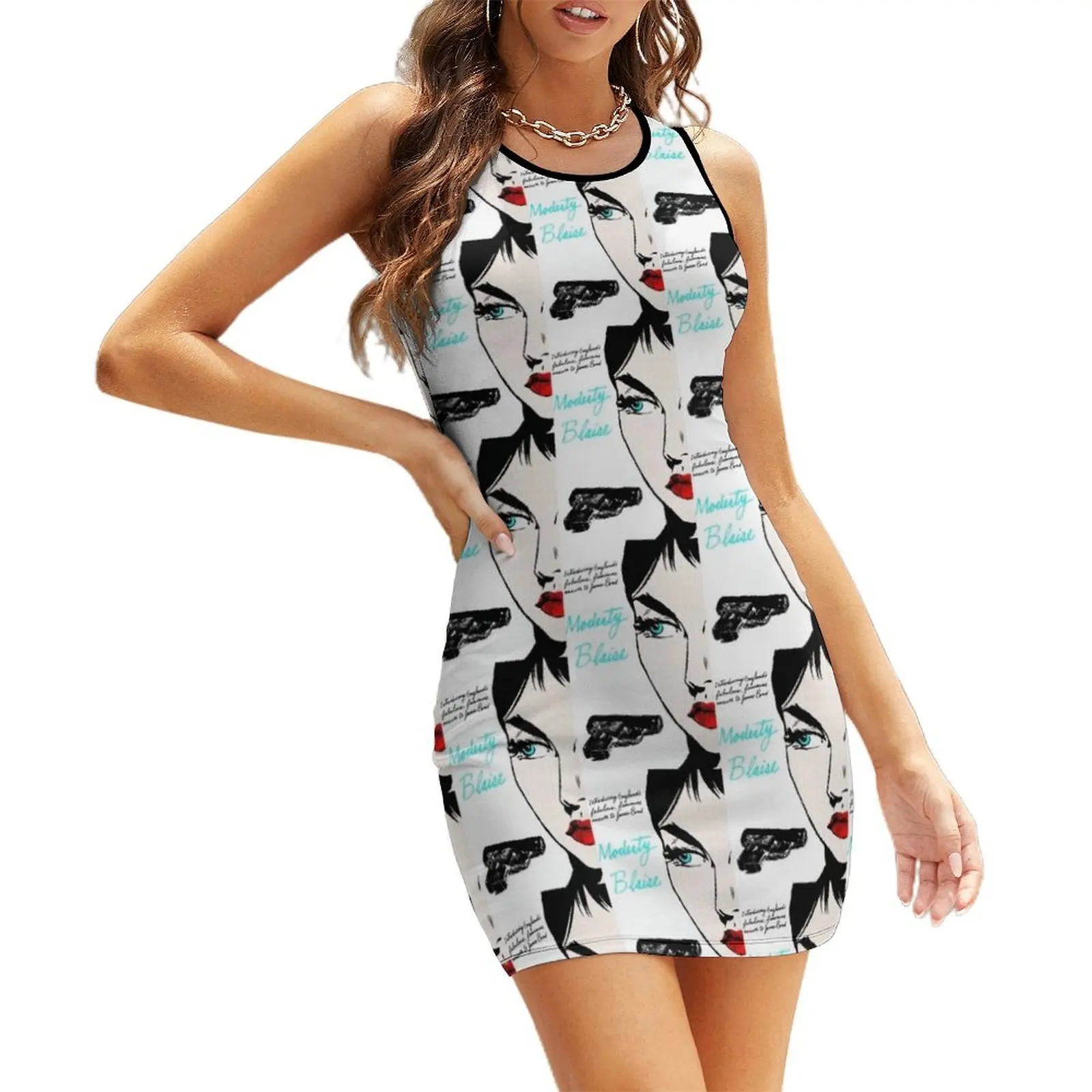 

Pulp Fiction ( Modesty Blaise Cover ) Sleeveless Sundress elegant party dresses for women 2025 Dress vintage dresses for womens