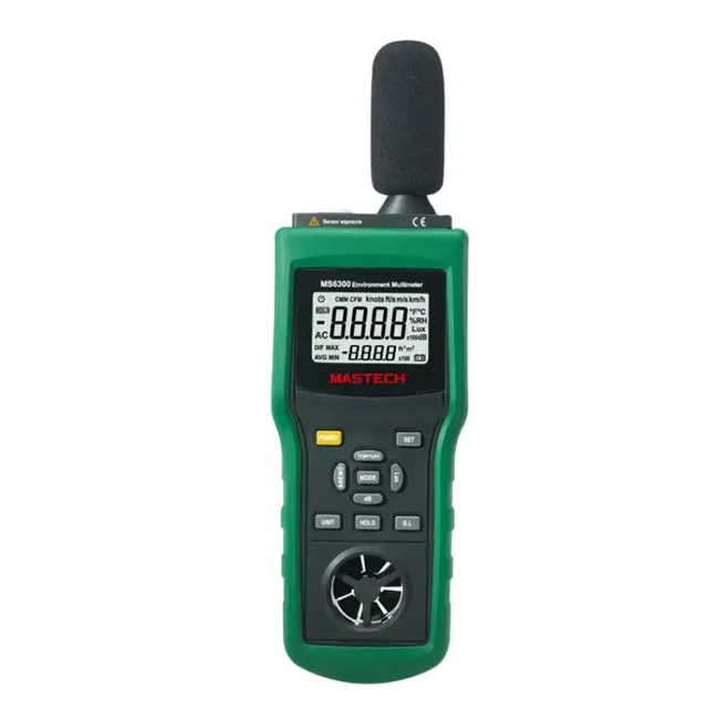 MASTECH MS6300 Digital Multi-functions Environment Tester Temperature Humidity Wind Speed Air Volume Sound level and Anemometer