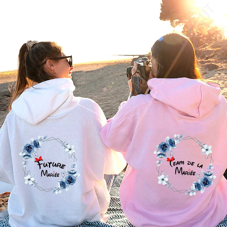 French Girls Team Bride Bachelorette Hen Single Farewell Party Evjf Pullover Hoodies Bridal Wedding Women's Hooded Sweatshirts