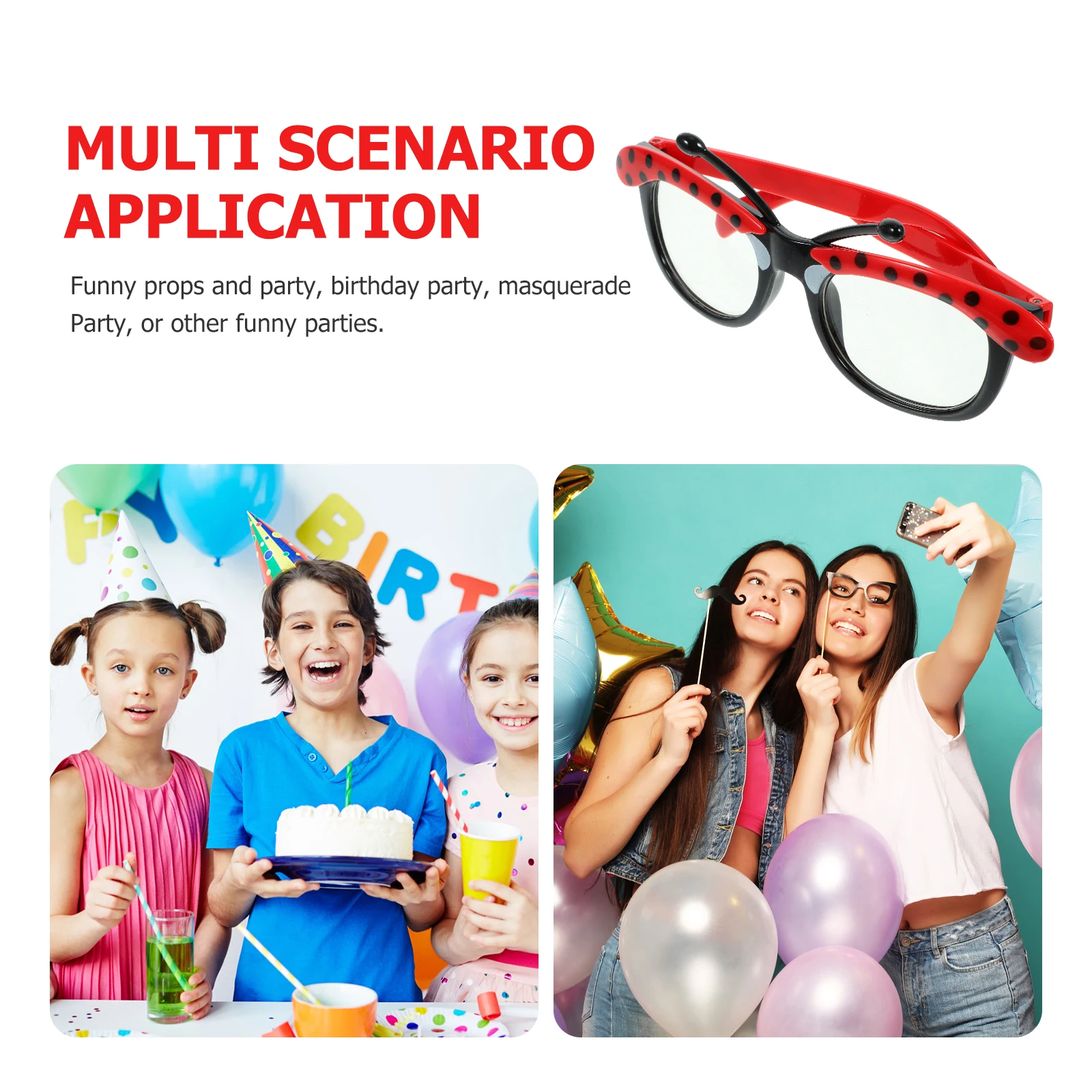 

Ladybug Glasses Lightweight Comfortable Texture for Birthday Party Child Makeup Accessories Eyeglasses Dance Festivals Popular