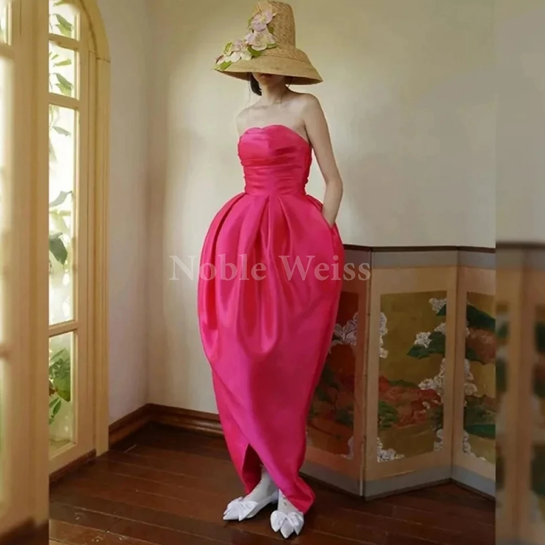 

Элегантное плиссированное платье для выпускного вечера без бретелек с открытой спиной Вечернее платье русалки на заказ