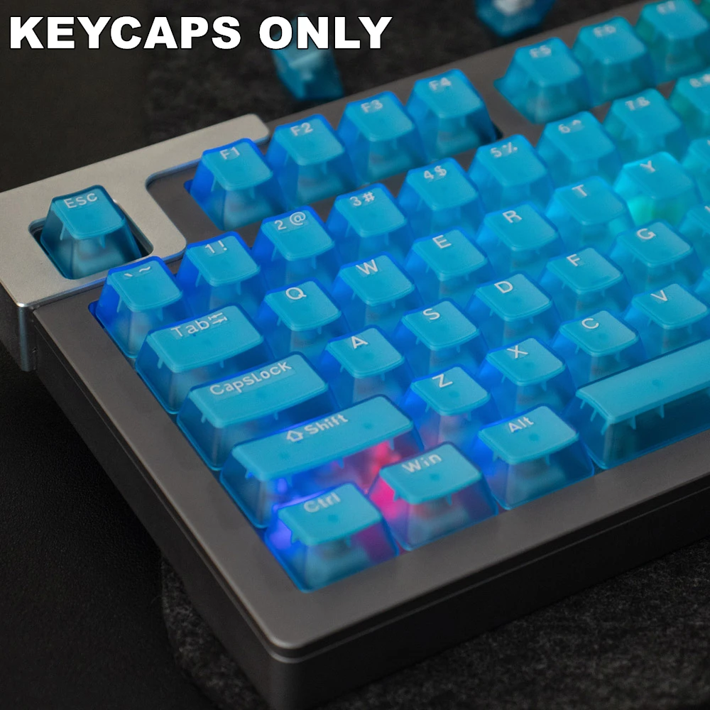 130 Keys Translucent Glacier ABS OEM Keycaps Double-shot Legends Keycap Set for Mx Cherry Gateron Switch Mechanical Keyboard