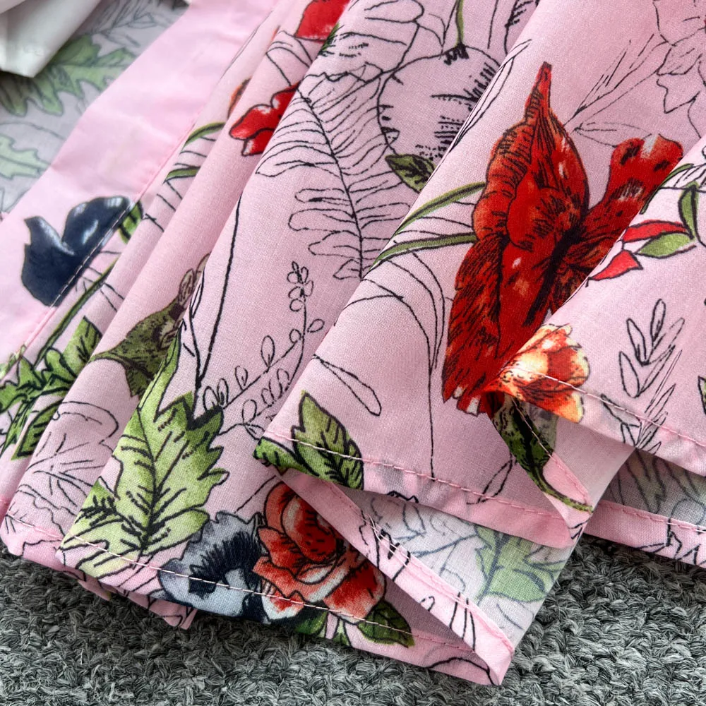 Chic vintage con stampa polo Elegante fata moda coreana Boho Prendisole abbigliamento donna Abito lungo