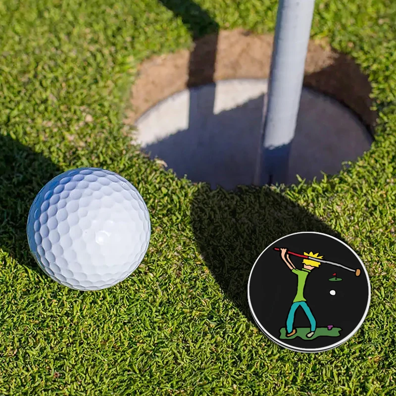 Golf Ball Markers with Hat Clips Cartoon Golfer Pattern Baseball Cap Accessories Enamel Clips Jewelry Gift for Friends