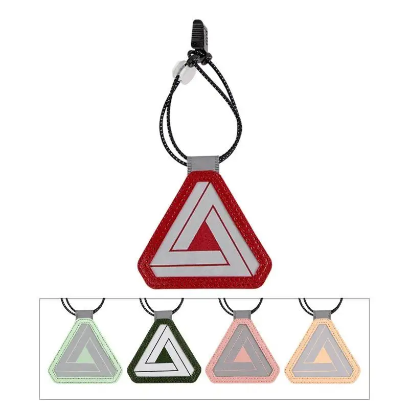 Lightweight Bike Reflective Triangle Sign 1PC Elastic Strap Leather Cycling Tail Reflector for Travel Cycling