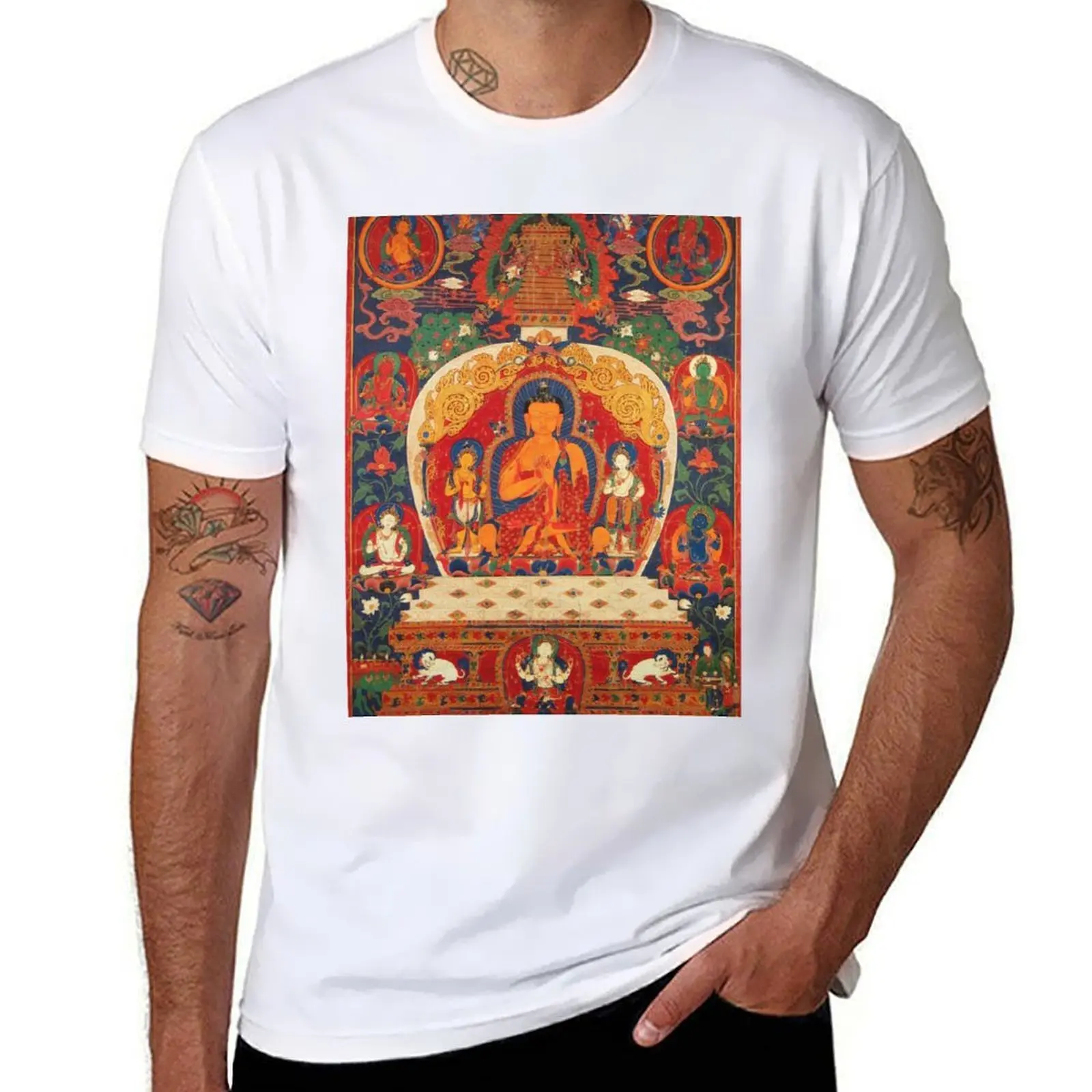 

Mandala 139 Maitreya Bodhisattva Floral Thangka T-Shirt t shirt man plain anime tshirt T-Shirt