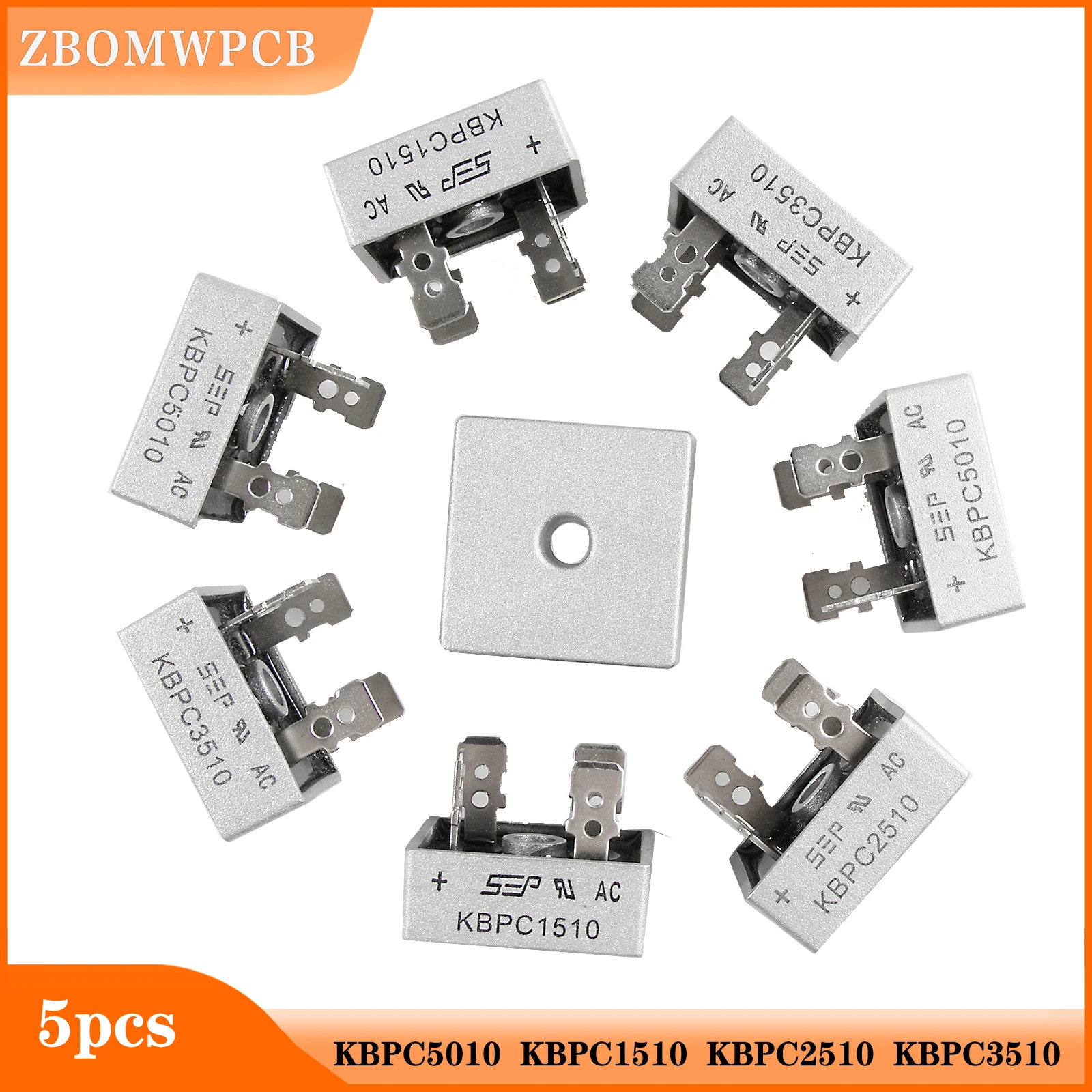 5pcs Kbpc5010 Bridge Rectifier Diode 50a 1000v Kbpc2510 Kbpc3510 50a 1000v Single Phase Electronic Components