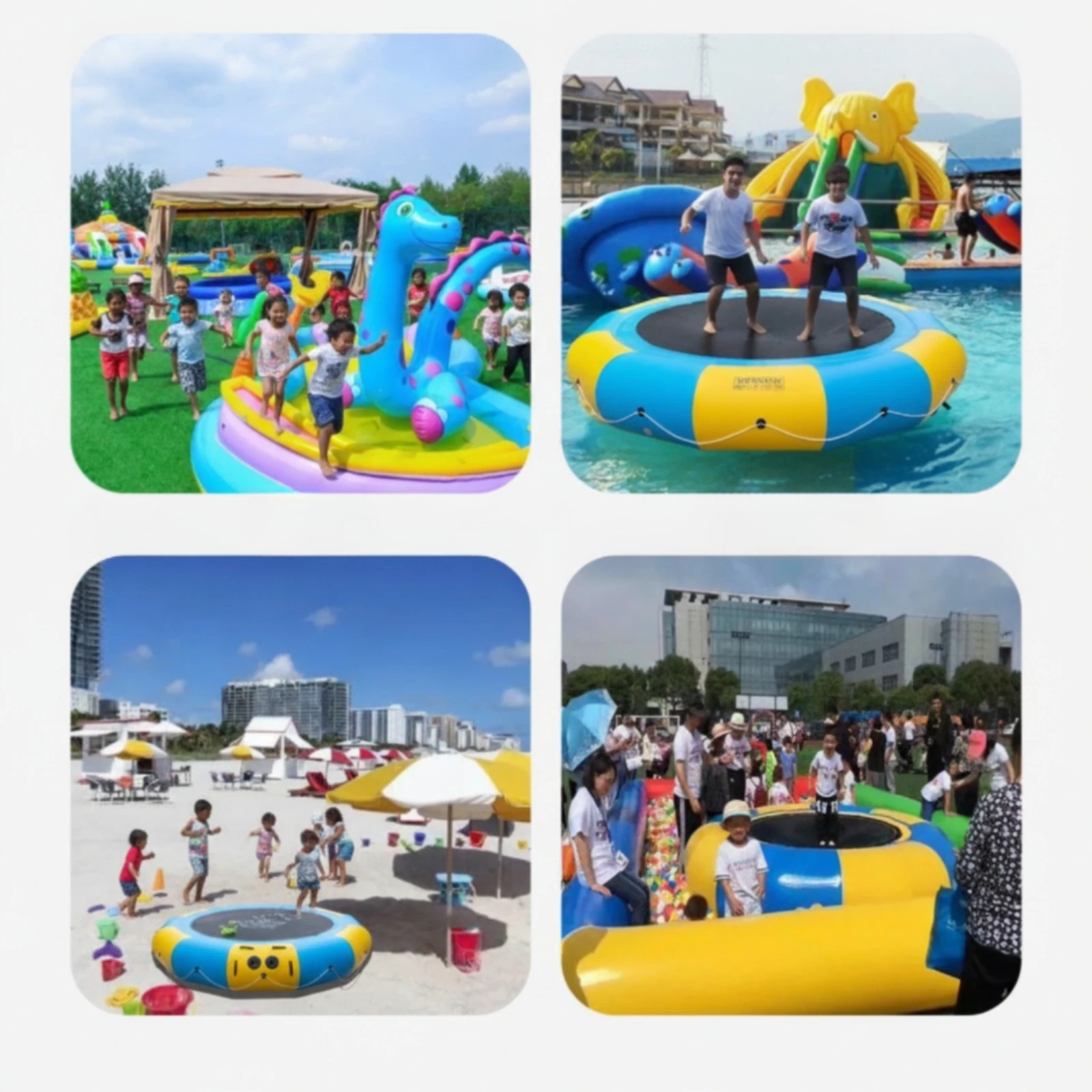 Inflatable Water Trampoline Waterproof Inflatable Water Bouncer Floating Island Stable Puncture-Resistant for Families, Lake