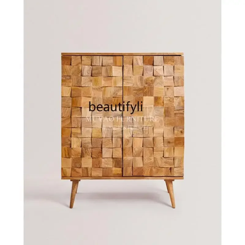 

x11XXNordic solid wood dining side cabinet, log wind decorative entrance cabinet, designer entrance hall cabinet