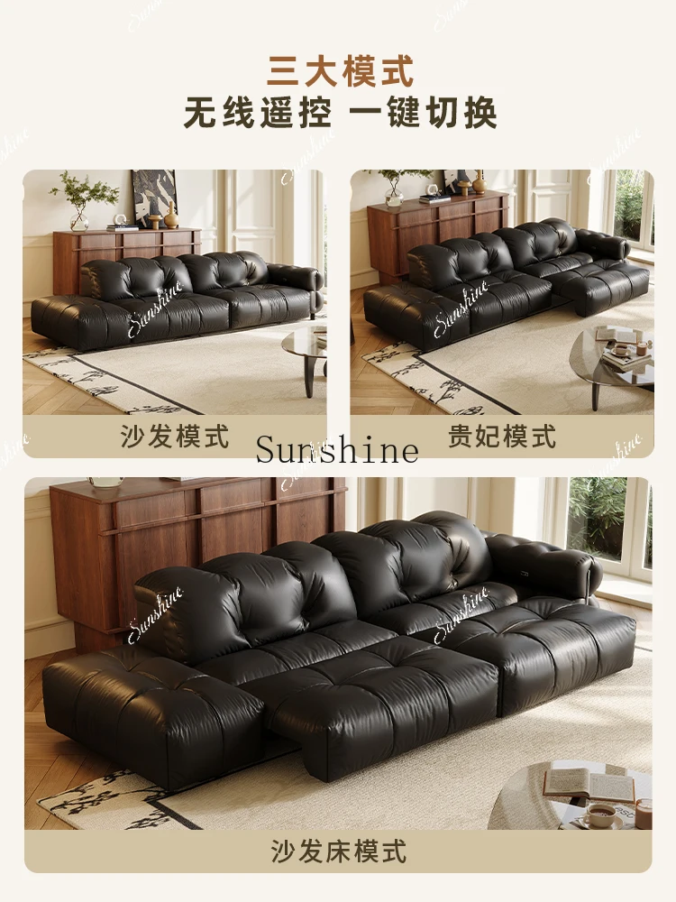 

Automatic retractable sofa leather black module designer electric multi-functional sofa bed FT