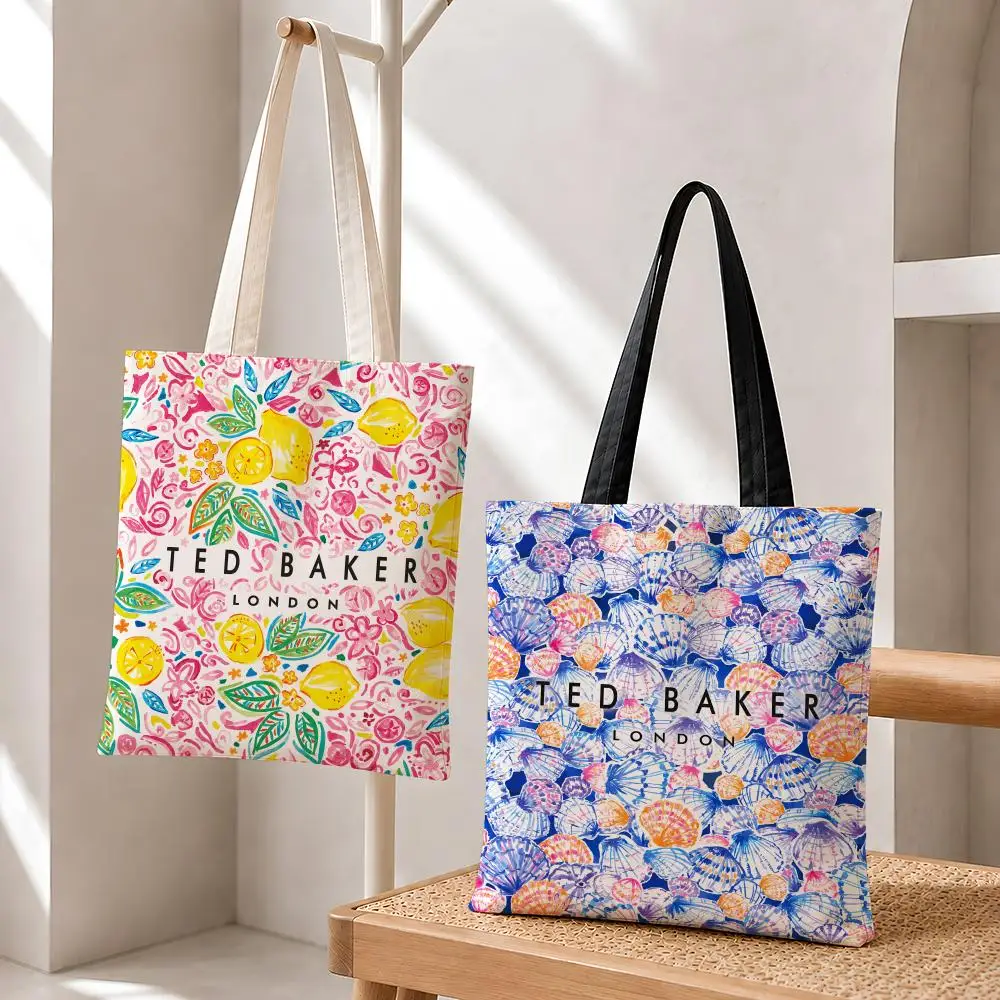 fashion T-Ted B-Baker Storage Bags Fashion Cotton 12/16oz Canvas Tote Bag Eco Friendly Reusable Large Capacity Shopping Bag