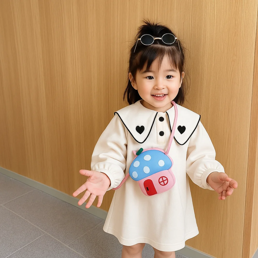 

Mushroom House Kids Messenger Bag Case Cover Portable Mushroom Phone Bag PU Dustproof Coin Shoulder Bag Mobile Phone Accessories