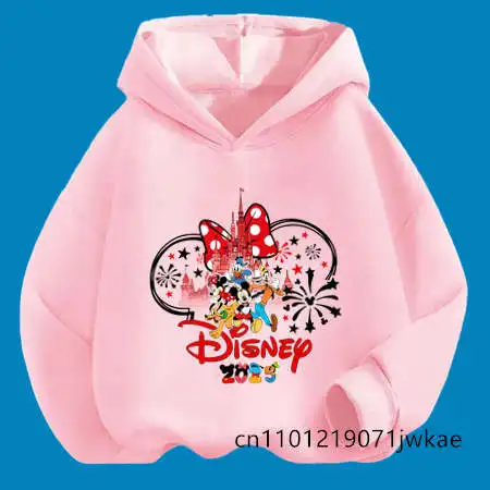 

Boys and Girls Sporty Casual Top + Pant New Minnie Kids Hoodie Set From 2025 Disney Holiday Series - Mickey Mouse Cartoon Print