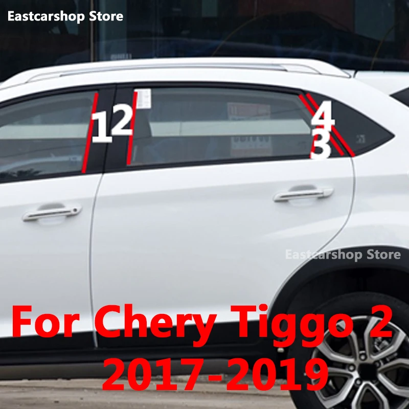 

For Chery Tiggo 2 3X 2017 2018 2019 Car Window B C Center Pillar Sticker PC Decorative Central Frame Cover Strip Accessories