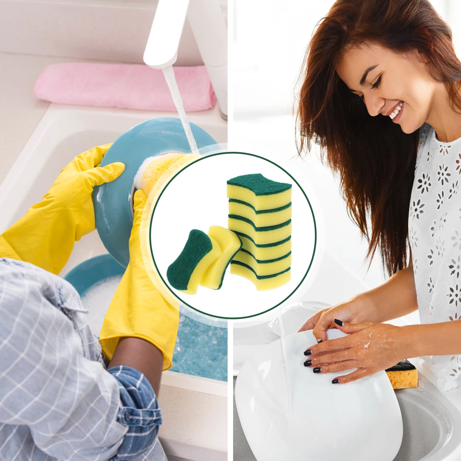 

24pcs Thickened Dishwashing Sponge Reusable Scrubbers Kitchen Tools Frosted Sponges Wok Cleaners Multi-use Pads