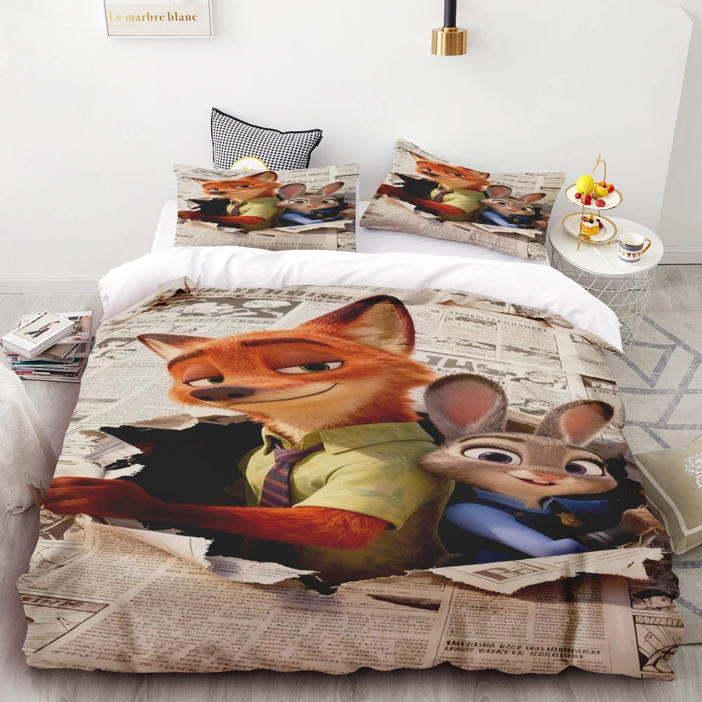 

Judy Hopps Nick Wilde Duvet Cover Set Cartoon best gifts boys girls Soft and comfortable Twin Full Queen King Size comfortable