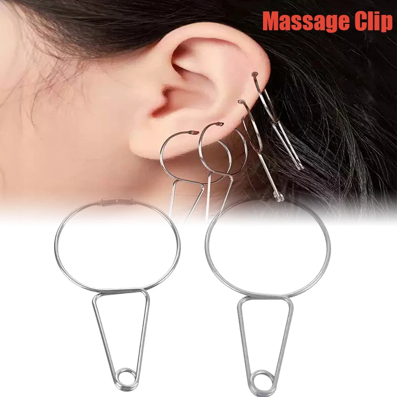 Magnetic Ear Acupuncture Point Clamp Stainless Steel Massage Clip Portable Ear Massager Clip With Ear Acupuncture Points Chart