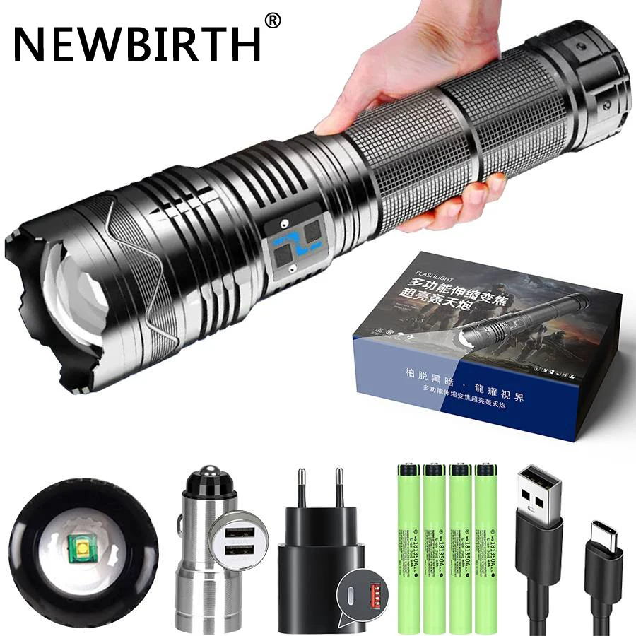 Powerful LED Flashlight Super Bright Tactical Flashlight USB Rechargeable Zoomable Torch Long Range Outdoor Camping Lantern