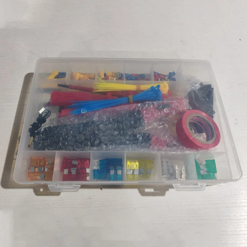 

160 шт., термоусадочная трубка с предохранителем + кабельная стяжка + лента + электрический карандаш + зажим для предохранителя + отвертка + инструмент для зачистки проводов + обжимные клещи