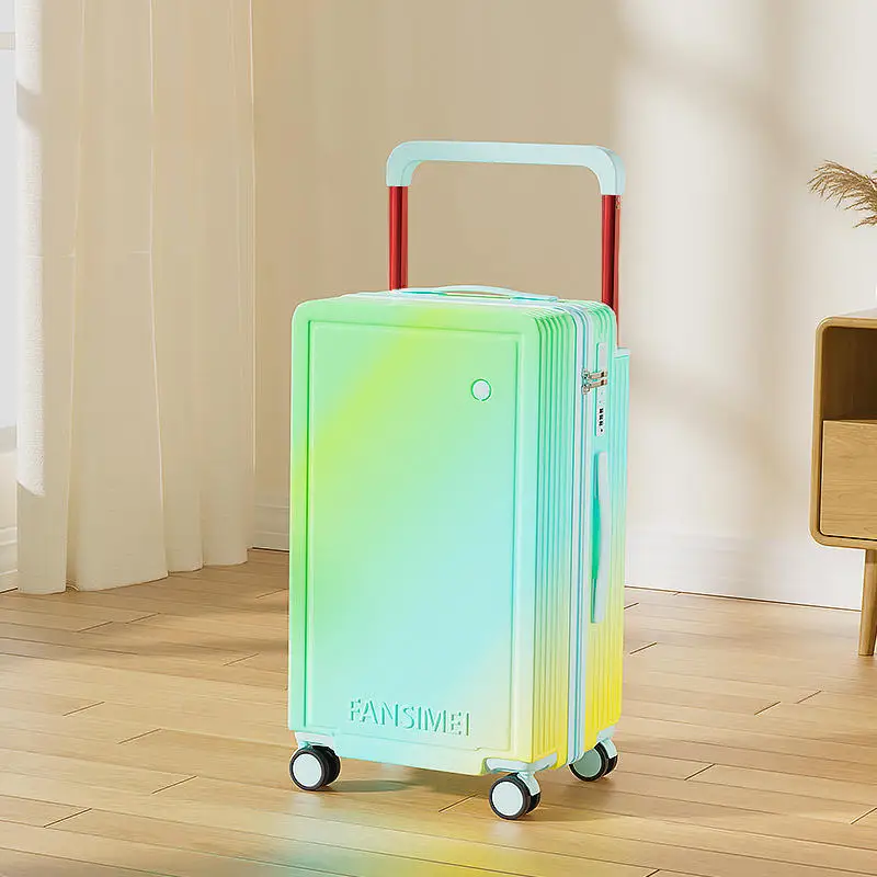 Wide trolley case new women\'s large capacity high appearance level gradient solid durable suitcase suitcase