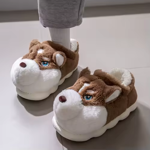 Plus Size 50 Indoor Fluffy Slippers For Women Men Winter Warm Shoes Cute Cartoon Dog Light Weight Couples Home Floor Slipper - Image 11