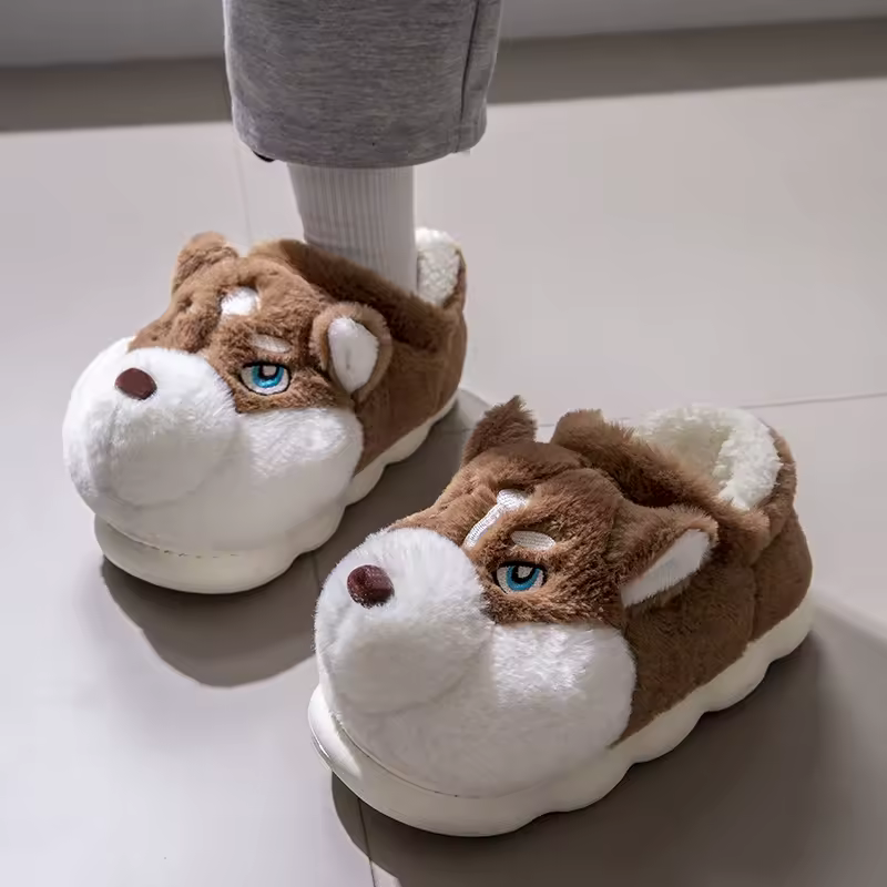 Plus Size 50 Indoor Fluffy Slippers For Women Men Winter Warm Shoes Cute Cartoon Dog Light Weight Couples Home Floor Slipper - Image 11