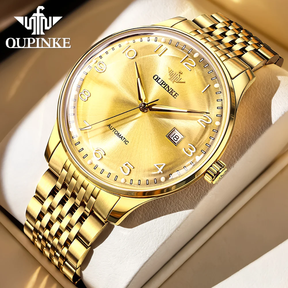 OUPINKE 3319 Importierte Automatische Mechanische Uhr für Herren Saphirglas Edelstahl Top Luxus Herrenuhren