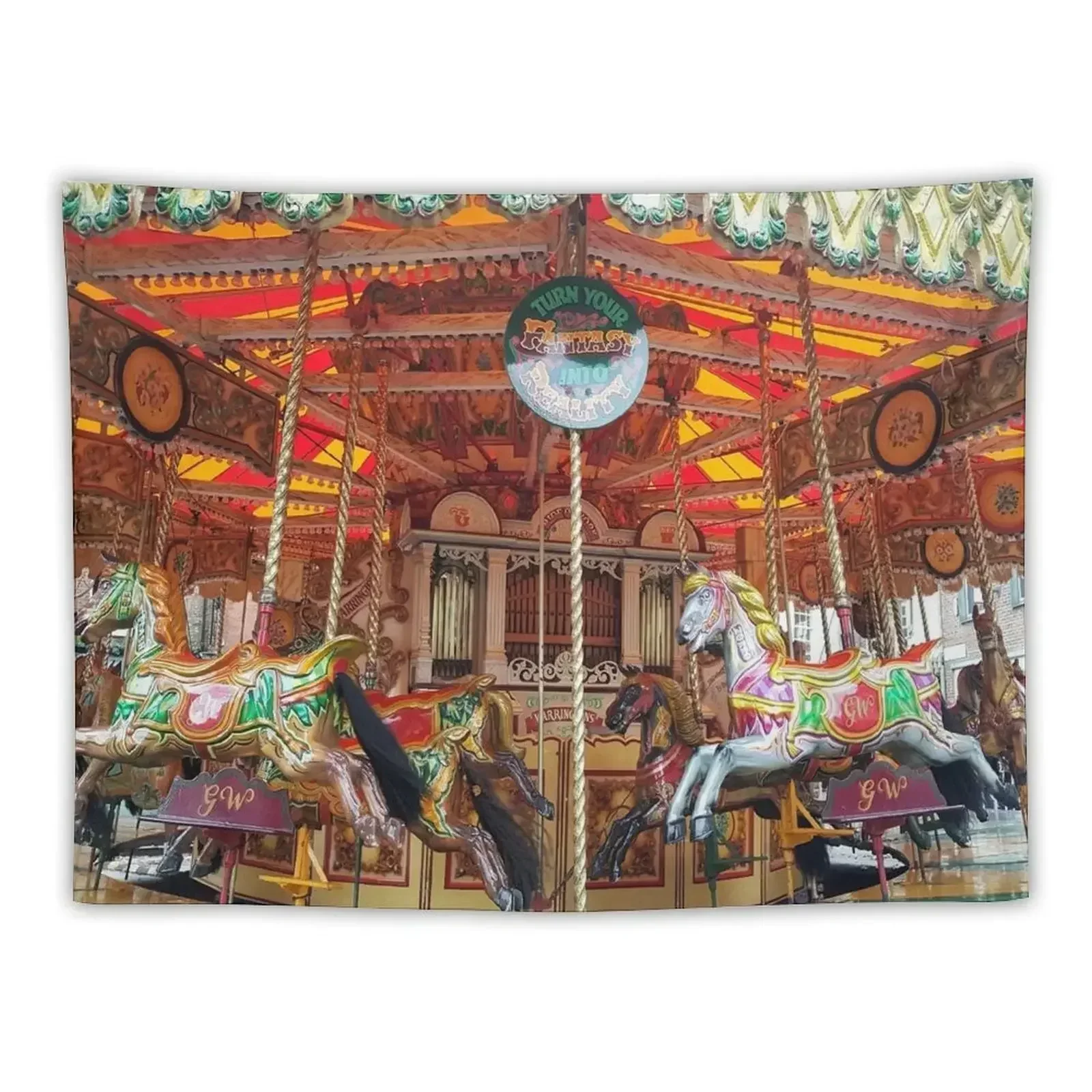 Victorian Fairground Carousel Merry go Round art Tapestry Decoration Aesthetic Bedroom Decoration Decorative Wall Funny Tapestry