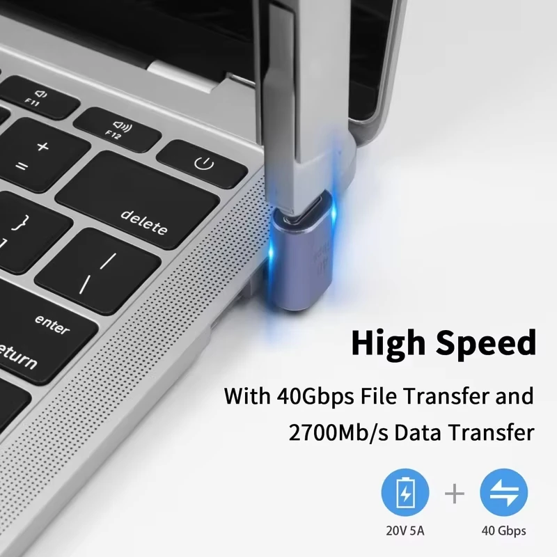 NNBILI USB Type-C Adapter For Macbook 90 Degree Quick Charge Converter Male To Female 100W 5A 40gbps PD Data Transfer 8K60HZ ﻿ ﻿