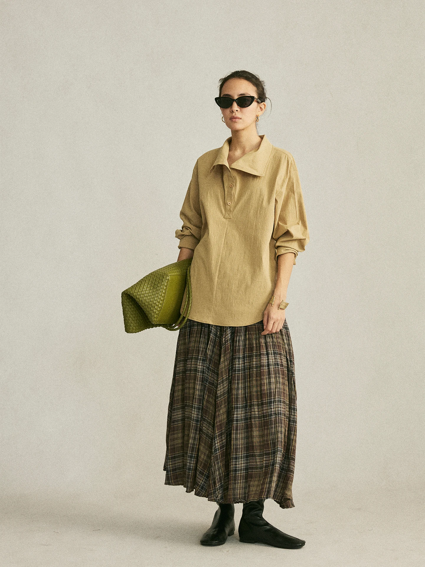 

Moofeel шелковый хлопковый воротник-стойка irt морщины уникальный топ ранней осени модный свободный крой женский Busin повседневный длинный све