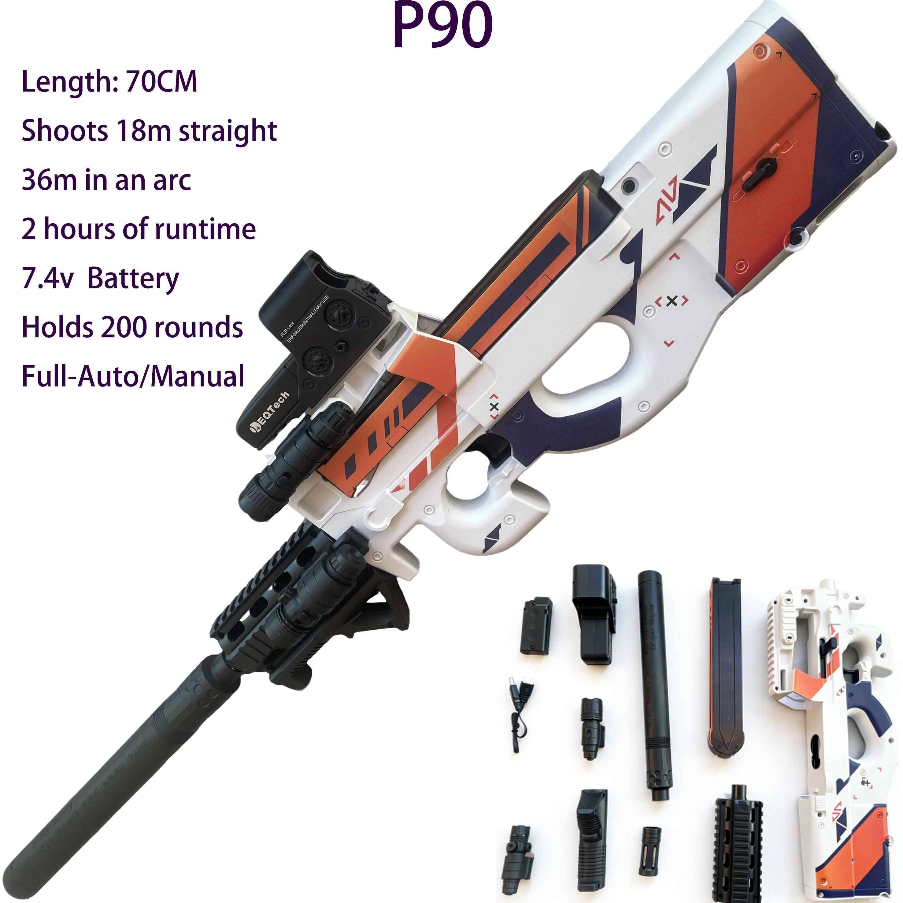 The Perfect Gift P90 Full Auto Gel Blasters Big Size Long Range Gel Ball Blaster Gun Toys for Outdoor Games  For Adults & Teens