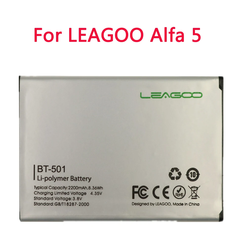 

Original High Quality BT-501 BT501 BT 501 2200mAh Replacement Battery For LEAGOO Alfa 5 Alfa5 Phone Battery Bateria In Stock