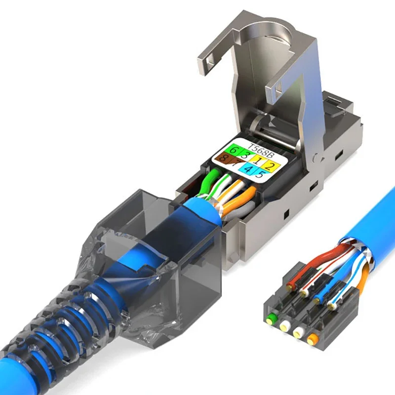 

Разъем CAT7 RJ45 50U Нет обжимных инструментов Сетевой кабель Cat6A Модуль повторного использования Cat5e Экранированный FTP 8P8C Обжим
