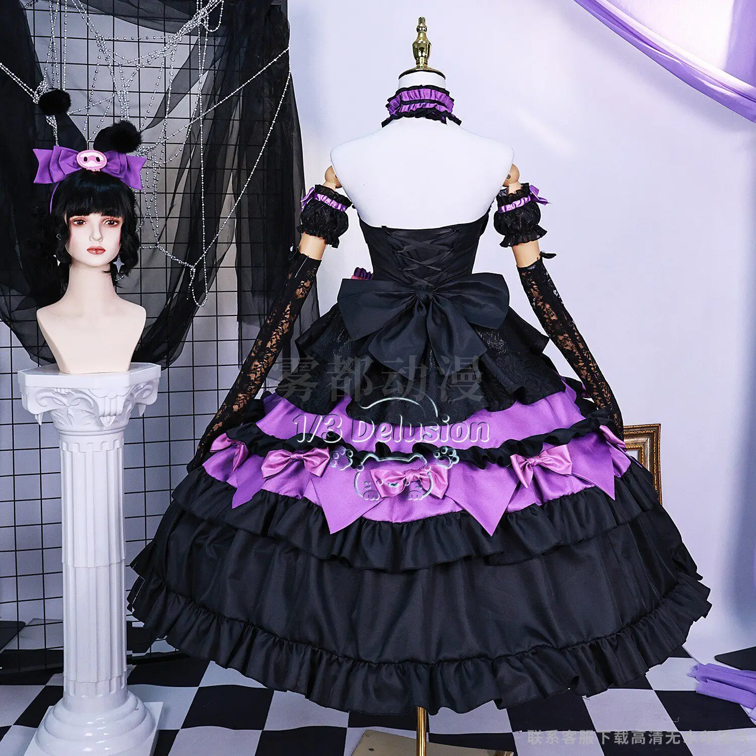 

Identity V Bloody Queen Merry Kuromi Cosplay Costume Gothic Lolita Black Purple Dress Anime Game Cosplay Women Outfit