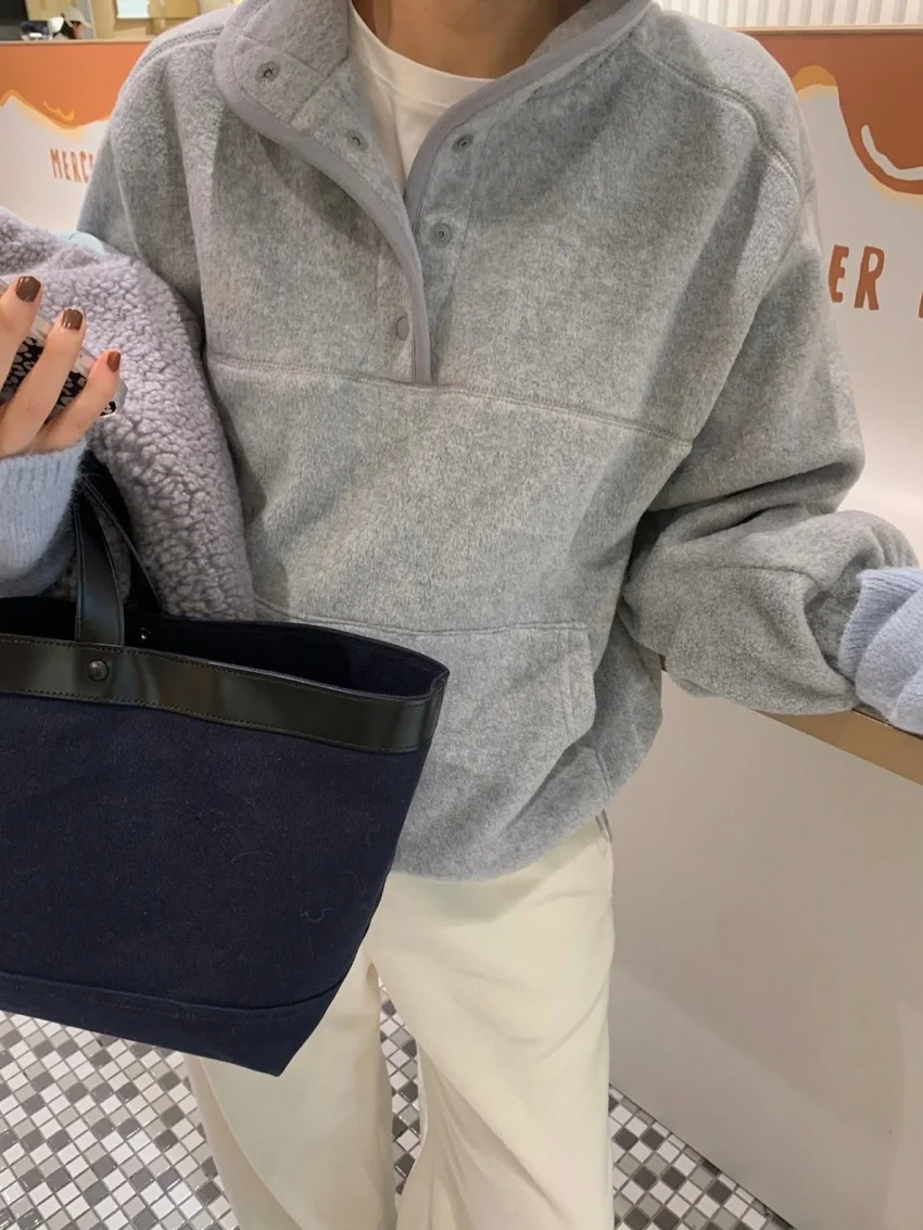 

Alien Kitty Chic Plush Women Sweatshirts Loose Winter Gentle Daily Casual New 2025 Minimalist OL Full Sleeve Stand Soft Warm