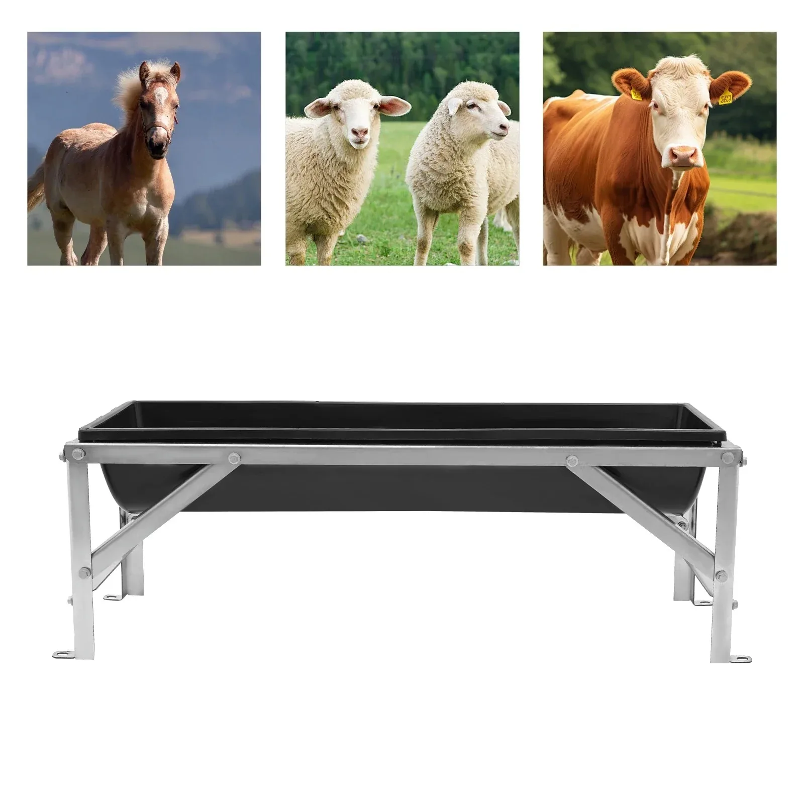

39inch Long Large Capacity Feeder, Livestock Feed Trough, Feed Trough with Stand, Easy To Clean, for Goats, Sheep, Pigs, Cows