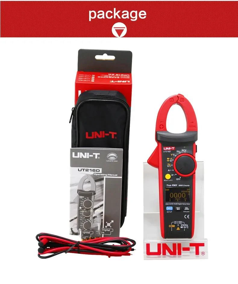 UNI-T UT216D 600A Digital Clamp Meters NCV V.F.C Diode LCD Backlight OLED Display Analogue Bar Graph Work Light