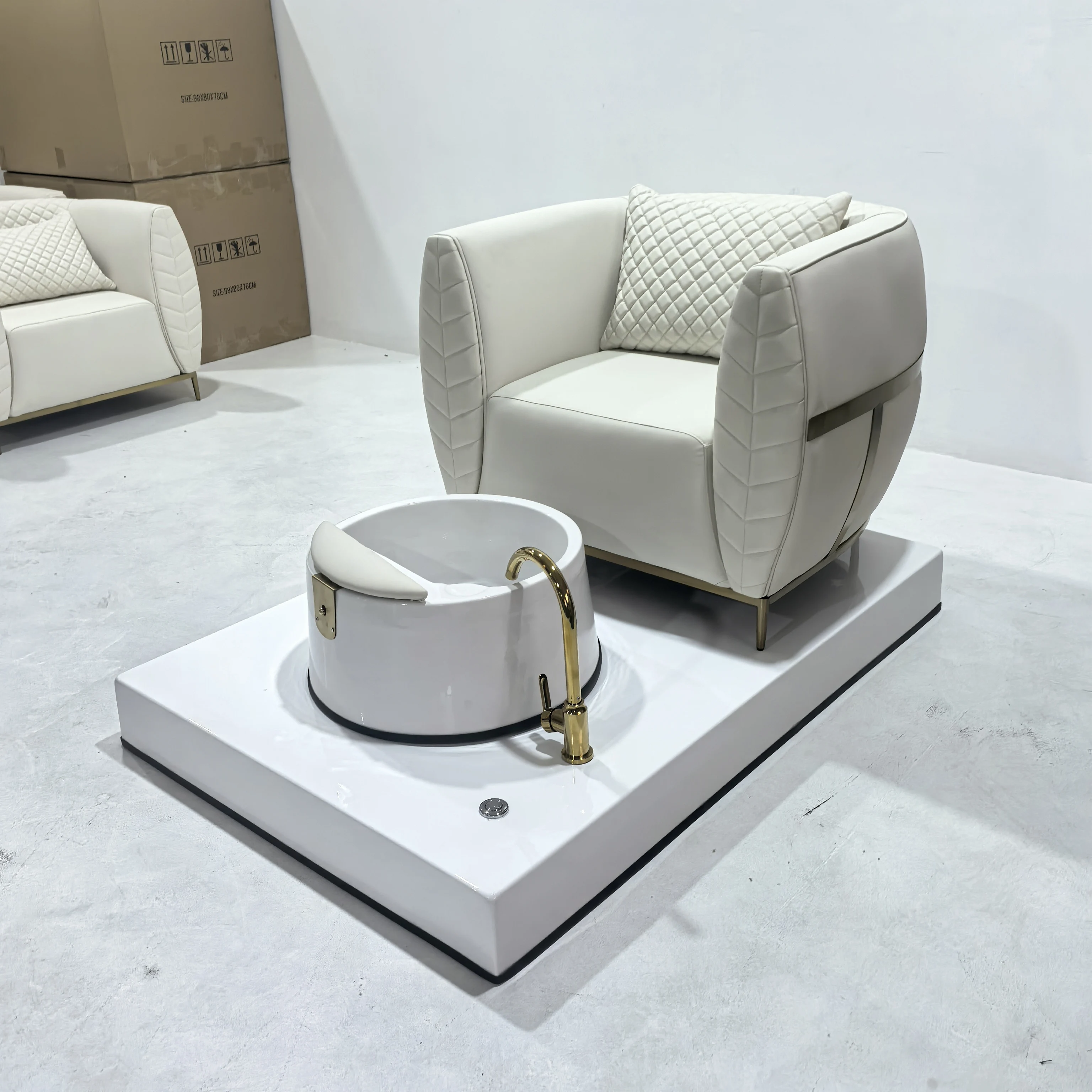 Leadir Luxury No Without Plumbing Plumbless Pedicure Adjustable Foot Bath Massage Spa Chair With Foot Bowl Basin Sink