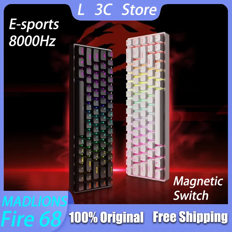 FGG MADLIONS Fire 68 Pro Wired Gaming Mechanical Keyboard GATERON E-sports Custom Magnetic Switch 8K Low Latency Fast Trigger 