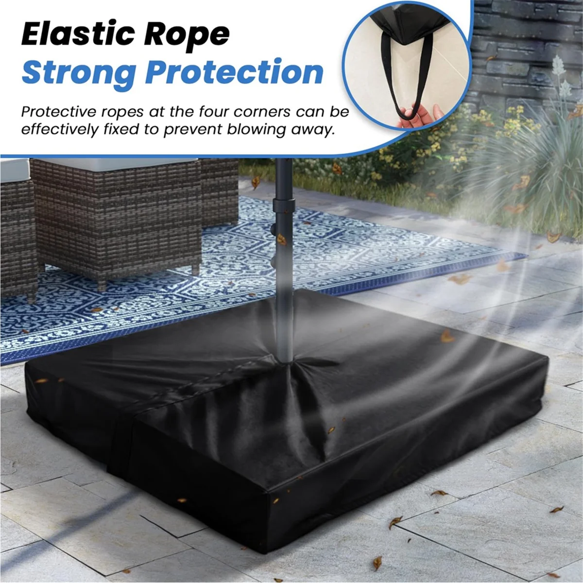 ABTX Patio Umbrella Base Cover for Outdoor Umbrella Base,Heavy Duty ,Outside Square Umbrella Stand Base Covers(Black)