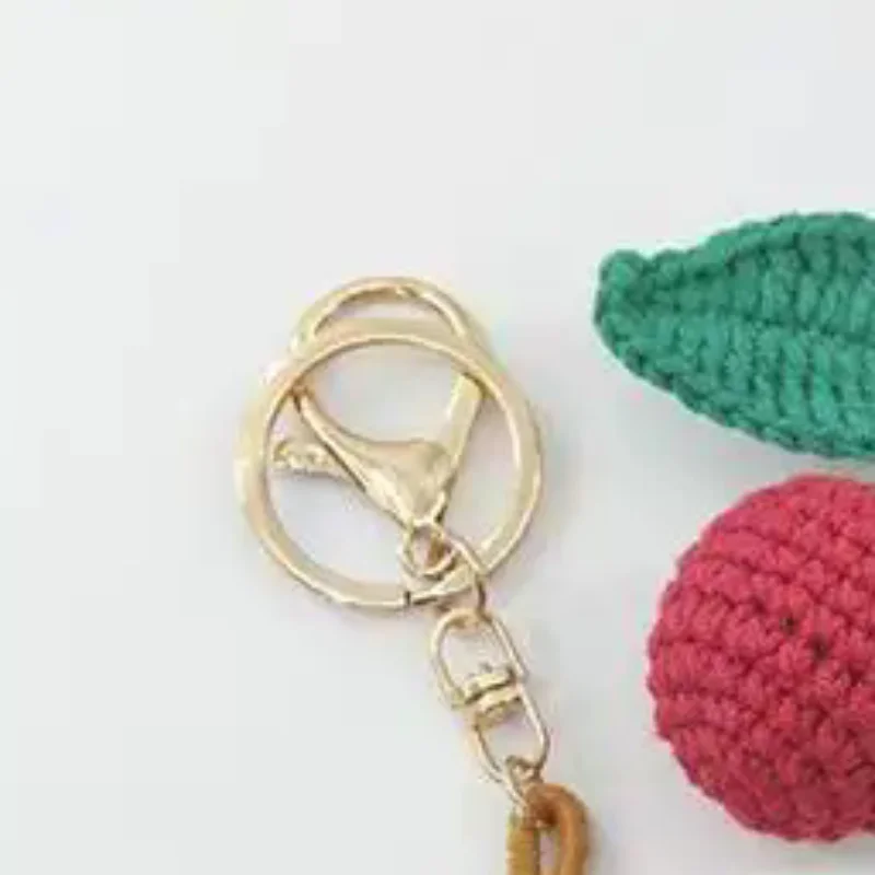 Crochet Lychee Cherry Keychain Accessories Unique Knitted Pendant Keyring Bag Charm Gifts