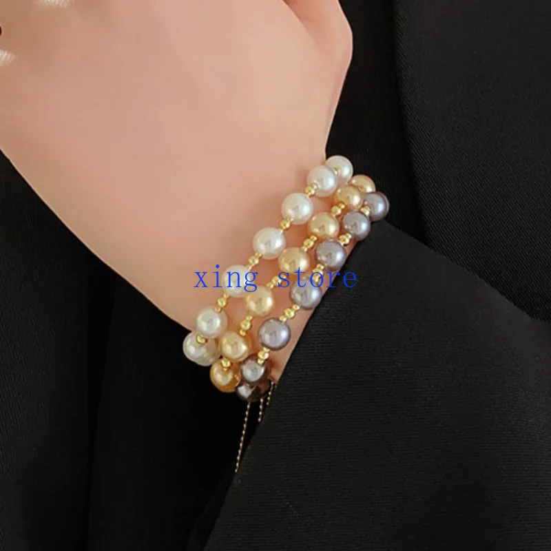 2024 Fashion New Sweet and Romantic Round Simulated Pearl Women's Bracelet