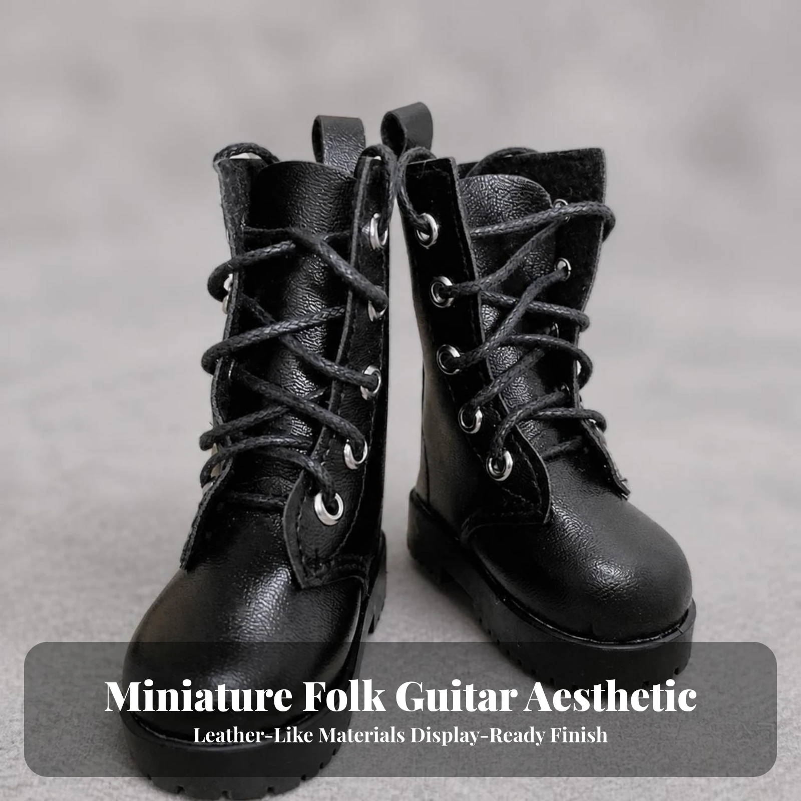 Combat Boots Lace-up Ankle Boots Footwear Sleek for 60 Cm Dolls, Collection Display